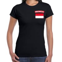 Indonesia t-shirt met vlag Indonesie zwart op borst voor dames