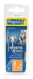 Rapid blindklinknagel rvs + drill 4.0x14mm (50st)