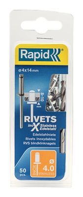 Rapid blindklinknagel rvs + drill 4.0x14mm (50st)