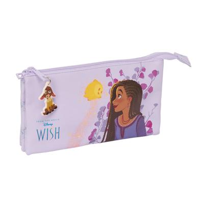 Pennenetui met 3 vakken Wish Lila 22 x 12 x 3 cm