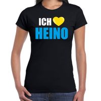 Apres-ski t-shirt wintersport Ich liebe Heino zwart voor dames