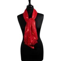 Pailletten sjaal - Rood - Disco - Glitter - Rooden Toppers Dames verkleed/carnaval accessoires