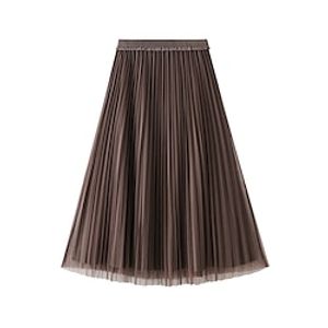 damesrok lange rok midi tule koffiekleur zwart amandelgrijs rokken vallenamp; winter geplooid mode elegant straat dagelijks one-size miniinthebox