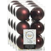 Decoris kerstballen - 48x stuks - mahonie bruin - kunststof - 6 cm
