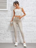 Bon&Bon Women's High Waist Skinny Jeans - Green High Stretch Denim White / L