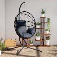 VidaXL Hangstoel met standaard rattan en staal antracietkleurig VidaXL Hangstoel met standaard rattan en staal antracietkleurig