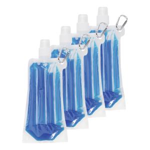 Drinkfles/bidon - 4x - blauw - navulbaar - met koelvloeistof - 400 ml - festival/outdoor