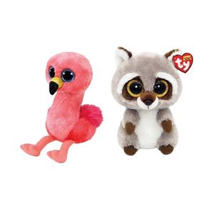 Ty - Knuffel - Beanie Boo's - Gilda Flamingo & Racoon