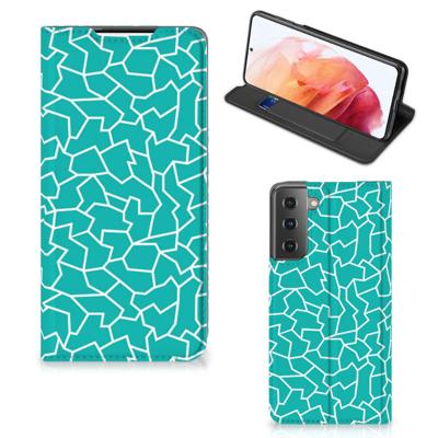 Samsung Galaxy S21 | Bookcase | Cracks Blue