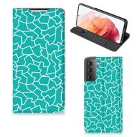 Samsung Galaxy S21 | Bookcase | Cracks Blue