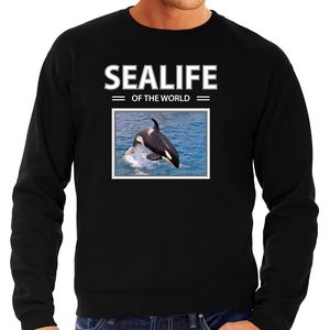 Orka foto sweater zwart voor heren - sealife of the world cadeau trui Orkas liefhebber 2XL  -