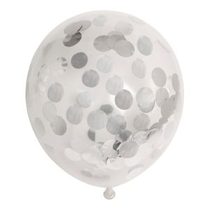 Globos Confetti ballonnen papieren confetti metallic zilve 30cm, 6st.