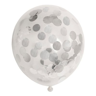 Globos Confetti ballonnen papieren confetti metallic zilve 30cm, 6st.