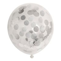 Globos Confetti ballonnen papieren confetti metallic zilve 30cm, 6st.