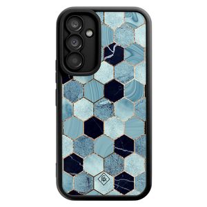 Samsung Galaxy A54 zwarte case - Blue cubes