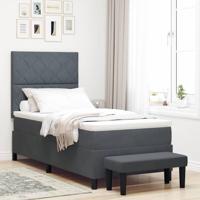Boxspring Bed met Matras & Bank Donkergrijs 100x200 cm Fluweel