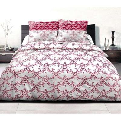 Dekbedset 220x240 cm HOME LINGE PASSION FRISE: Dekbedovertrek + 2 kussenslopen - 100% Katoen, draaddichtheid 57 - Bordeauxrood