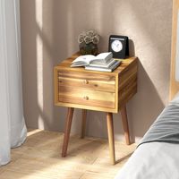 Nachtkastje met 2 Laden Nachtkastje voor Boxspringbed Bijzettafel van Hout Nachtkastje 40 x 40 x 59,5 cm Wit/Natuur/Bruin