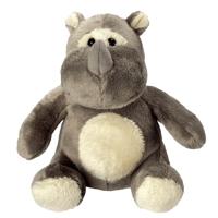 MBW pluche knuffel neushoorn - 12 cm - dieren knuffels - neushoorns - grijs