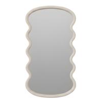 H&S Collection Spiegel / Wandspiegel - wave - taupe - 55 x 30 cm - decoratief - golfvorm