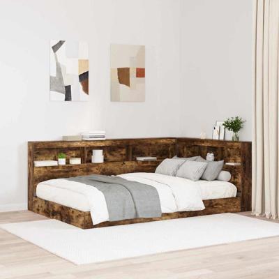 Opberghoofdbord met plank Gerookt eiken 120 cm Bewerkt hout
