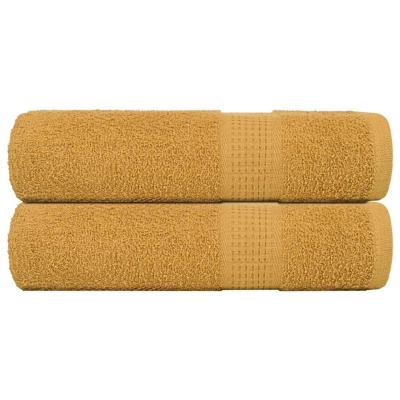VidaXL Badhanddoeken 2 st 100x150 cm 360 g/m² 100% katoen goudkleurig