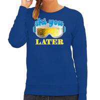 Apres ski sweater voor dames - ski you later - blauw - bier/beer - wintersport - thumbnail