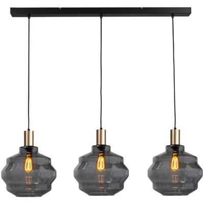 Masterlight 3-lichts hanglamp - goud -Porto met Ball smoke glazen - Ø 30cm - 2711-05-02-100-3-4
