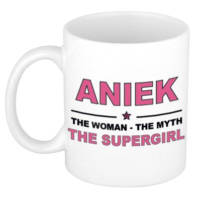 Aniek cadeau mok - Woman Myth Supergirl - naam koffiemok - 300 ml - collega - moederdag