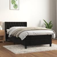 Boxspring met matras fluweel zwart 90x200 cm