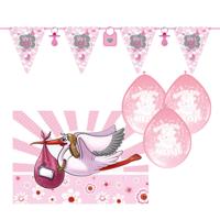 Baby geboren versiering set - meisje - 18 artikelen - roze - vlaggetjes - ballonnen - vlag Baby geboren versiering set - meisje - 18 artikelen - roze - vlaggetjes - ballonnen - vlag