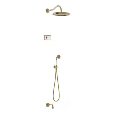 Regendouche set electronisch Tres Shower Technology Classic | Inbouw | Thermostaatkraan | 3-weg | Vintage | Messing mat