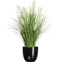 Kunstplant pampas gras - in pot zwart - keramiek - H70 cm - Kunstbloemen - thumbnail