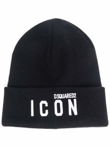 DSQUARED2 bonnet Icon à logo imprimé - Noir