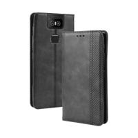 Magnetische Buckle retro Crazy Horse textuur horizontale Flip lederen case voor ASUS Zenfone 6 ZS630KL met houder & kaartsleuven & fotolijstjes (zwar