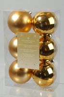 6 kerstballen licht goud 80 mm - Ksd