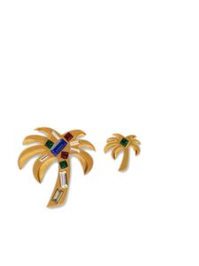 Palm Angels Palm rhinestone-embellished earrings - Or