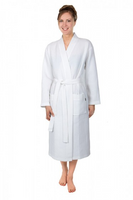 Badrock Witte lichtgewicht saunabadjas met naam borduren - wafel katoen - thumbnail