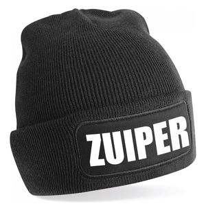 Muts zuiper zwart voor volwassenen - foute party wintersport muts - Winter accessoires