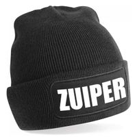 Muts zuiper zwart voor volwassenen - foute party wintersport muts - Winter accessoires