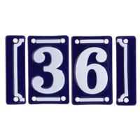 Best for Boots huisnummer 36 - met sierrand - Oudhollands - emaille - blauw/wit