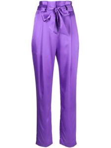 Michelle Mason pantalon en soie plissée à taille haute - Violet