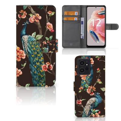 Xiaomi Redmi Note 12 4G | Telefoonhoesje | Met pasjeshouder | Pauw met Bloemen