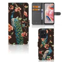 Xiaomi Redmi Note 12 4G | Telefoonhoesje | Met pasjeshouder | Pauw met Bloemen