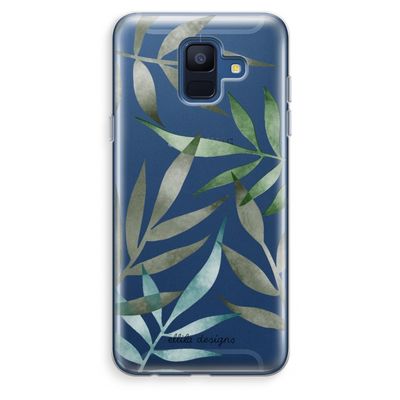 Tropical watercolor leaves: Samsung Galaxy A6 (2018) Transparant Hoesje