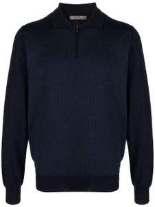 Corneliani polo en laine vierge à col zippé - Bleu