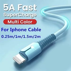3 kleuren vloeibare siliconen snel opladen kabel voor iphone 13 mini 12 pro max x xr 11 xs 8 7 6s 5 se usb datakabel opladen cords Lightinthebox