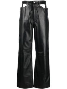 Manokhi pantalon ample en cuir à découpes - Noir