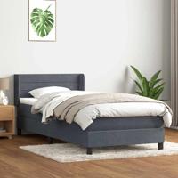 Boxspring met matras fluweel donkergrijs 90x220 cm