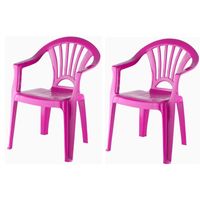 2x Kinderstoelen fuchsia roze kunststof 37 x 31 x 51 cm